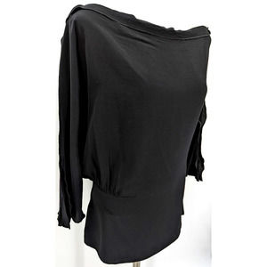Ipekyol Blouse Cold Shoulder Black 3/4 Sleeve Side Zipper Lightweight Size 8
